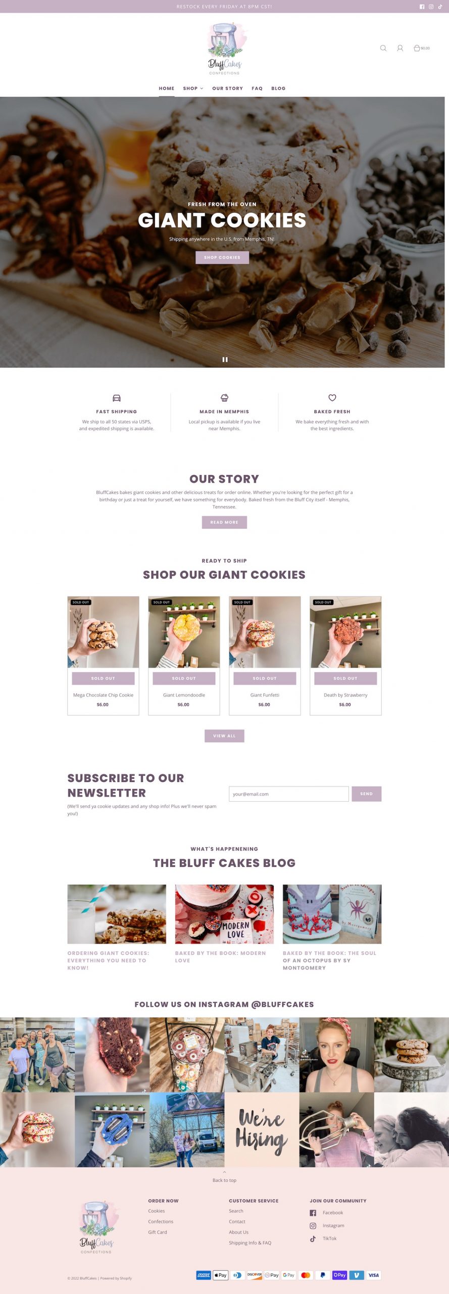 BluffCakes Shopify store