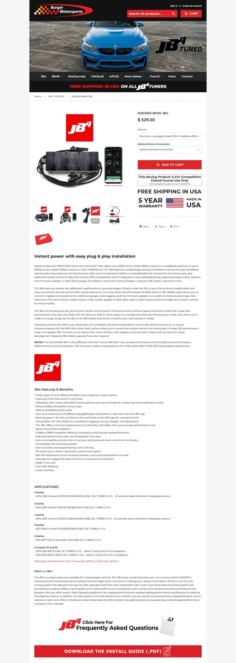 Burger Motorsports Shopify store