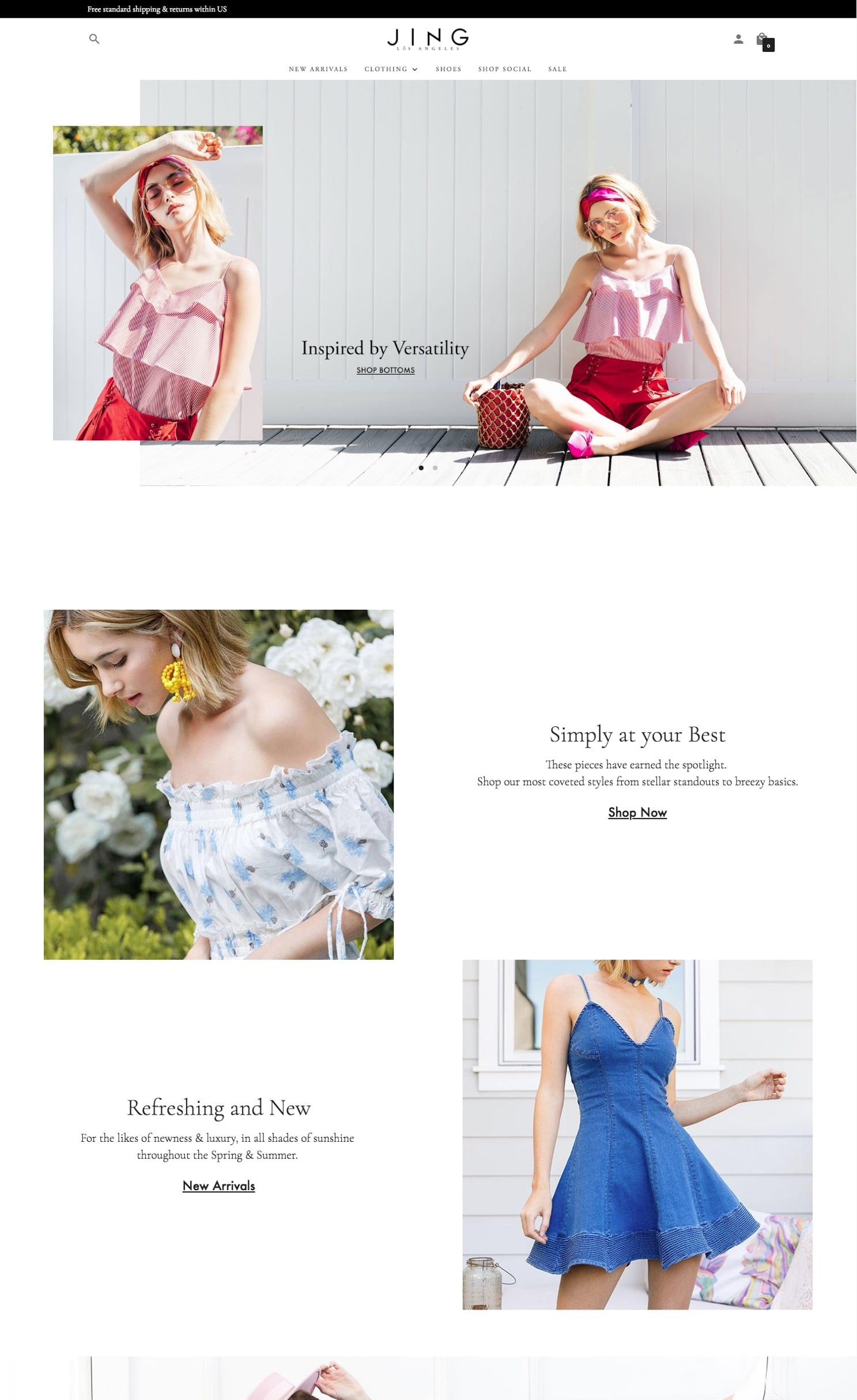 J.ING storefront on desktop