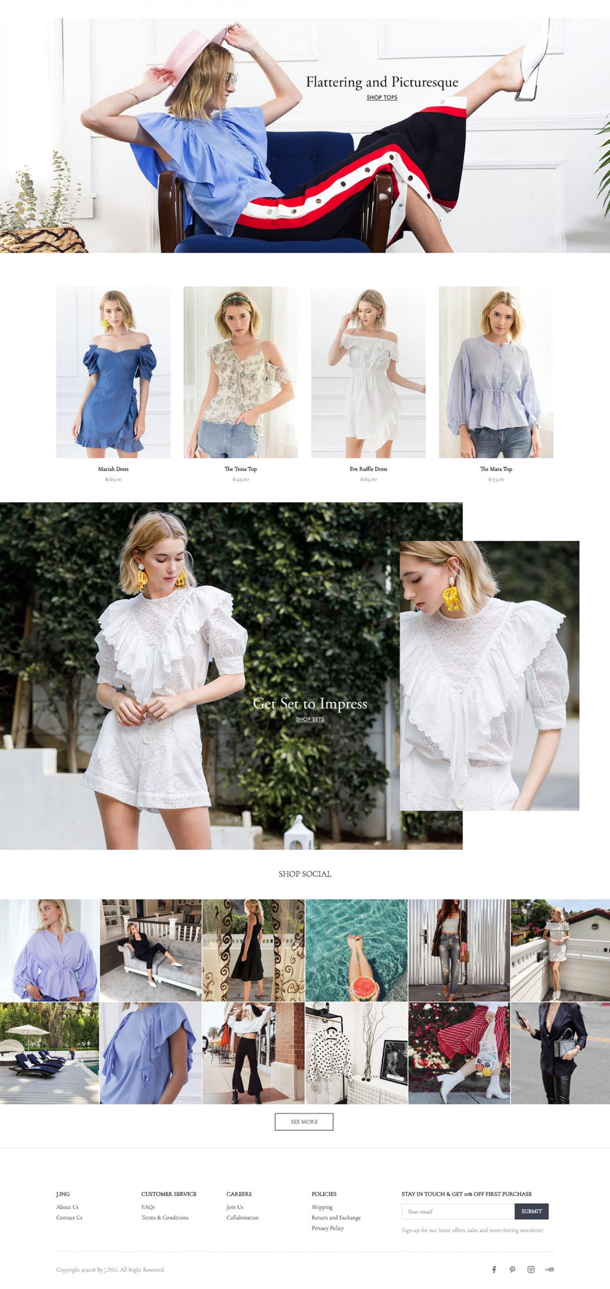 J.ING storefront on mobile