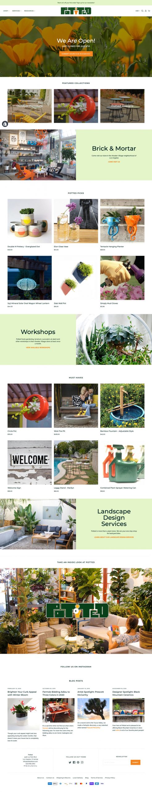 Potted storefront on tablet
