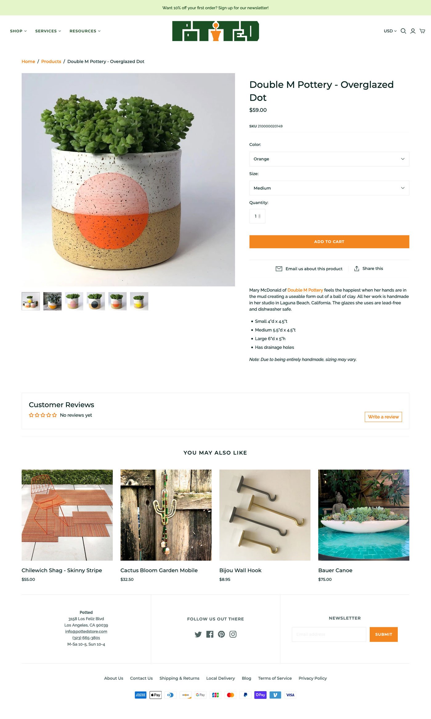 Potted storefront page