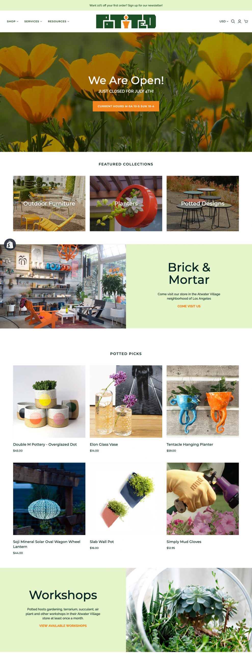 Potted storefront on laptop