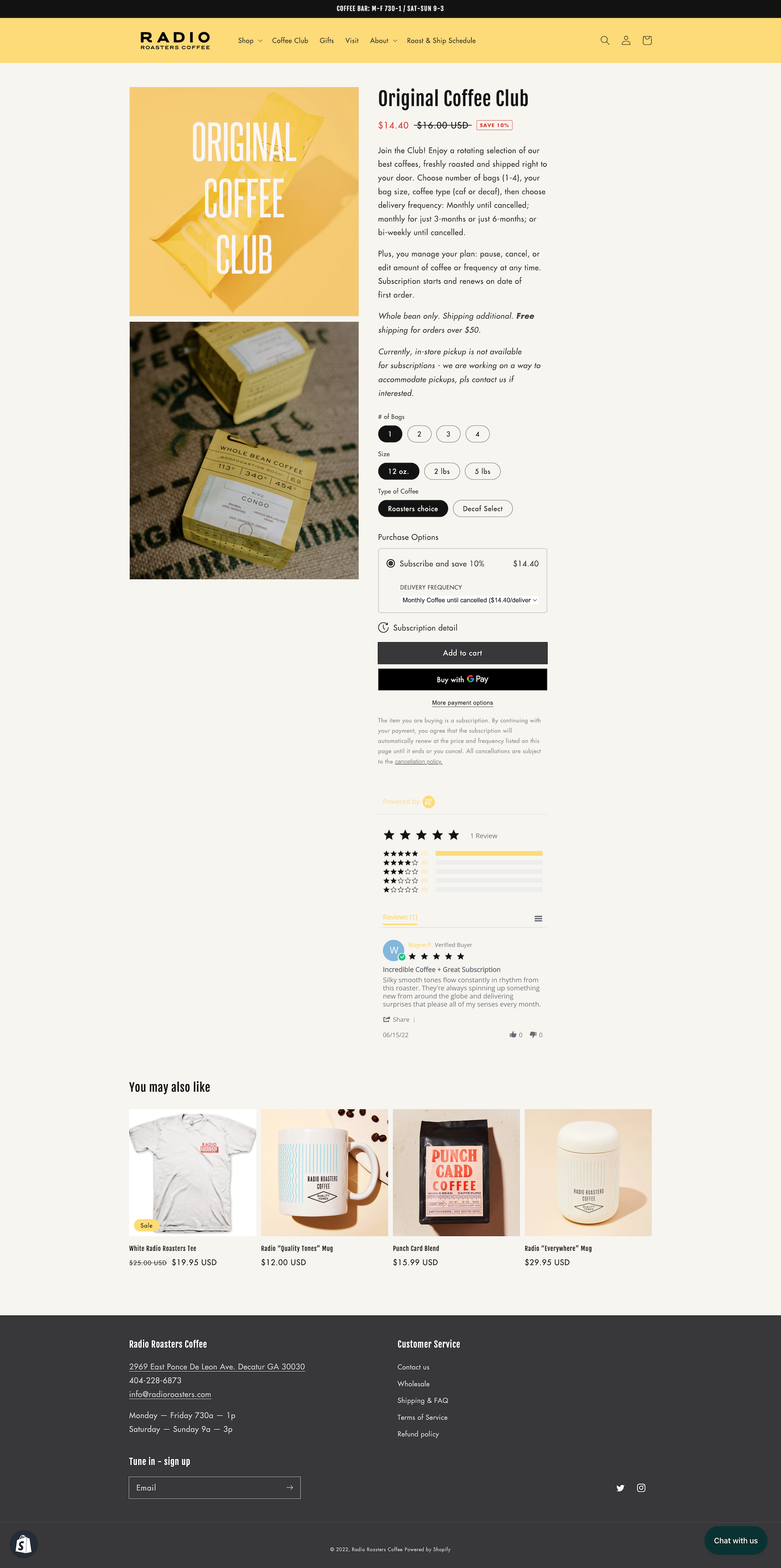 Radio Roasters Coffee Shopify store