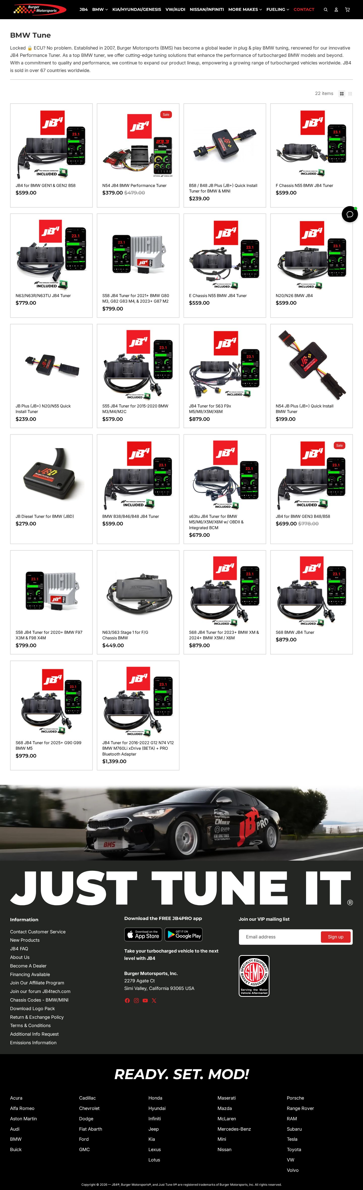 Burger Motorsports storefront page