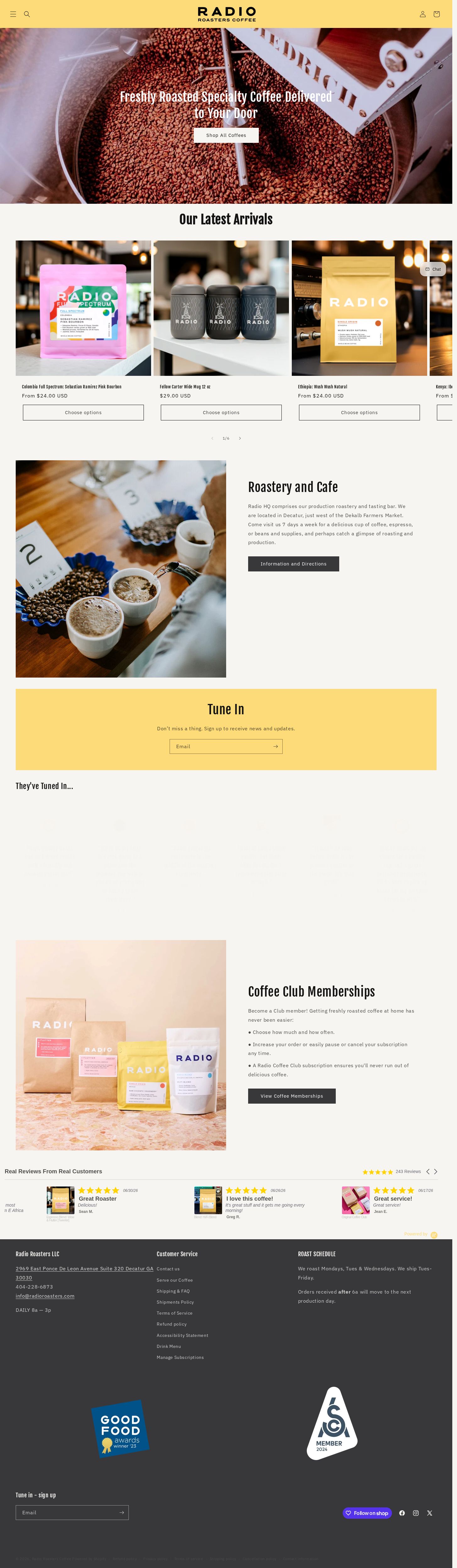 Radio Roasters Coffee Shopify store — screenshot 1