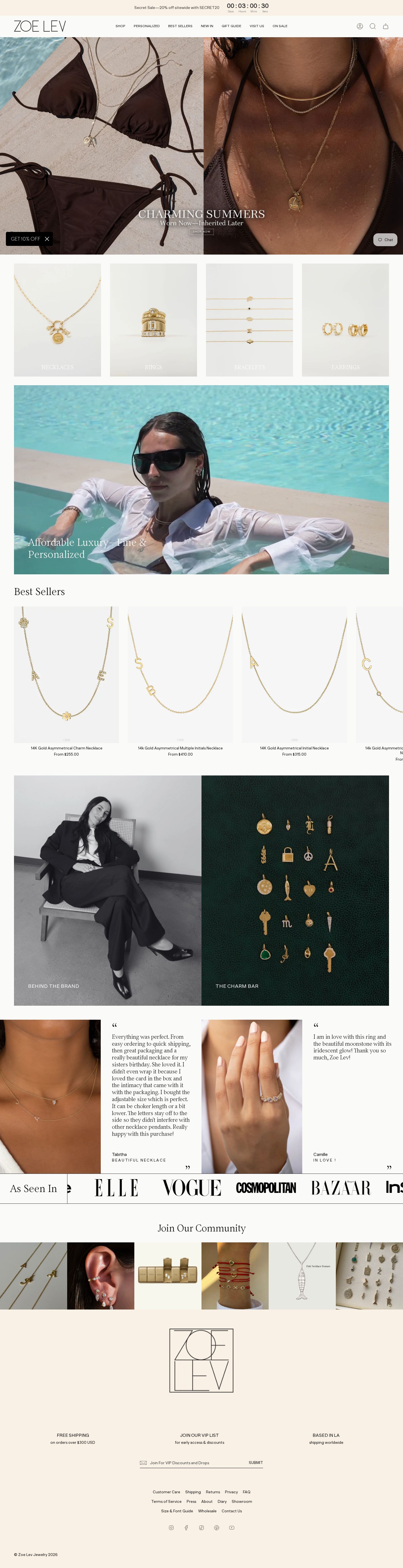 Zoe Lev Jewelry Shopify store — screenshot 1