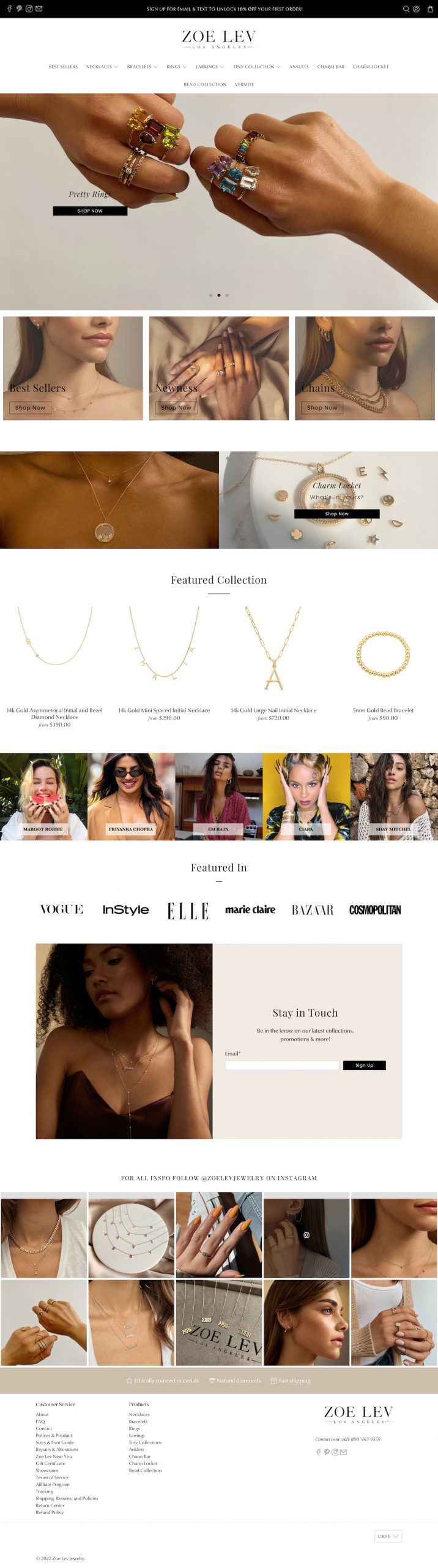 Zoe Lev Jewelry Shopify store