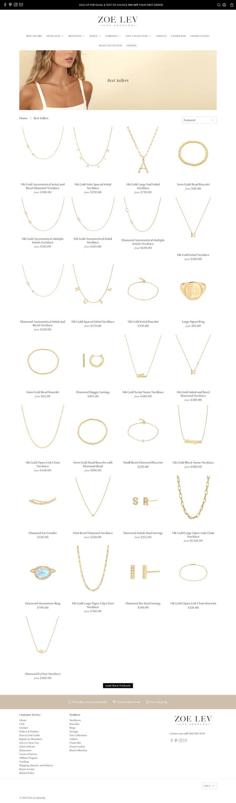 Zoe Lev Jewelry Shopify store